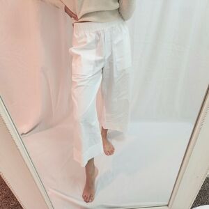 Aritzia White Wide Leg Pants Trousers Cream Pleated work Party Pockets Summer